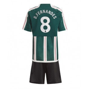 Manchester United Bruno Fernandes #8 Borta Kläder Barn 2023-24 Kortärmad (+ Korta byxor)